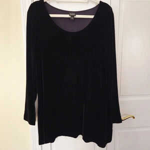 Eileen Fisher black velvet scoop neck top size M